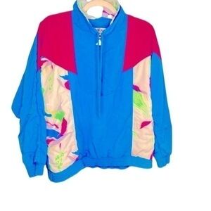 Vintage 1980’s abstract 80s print, Casual Isle Windbreaker Pullover Medium